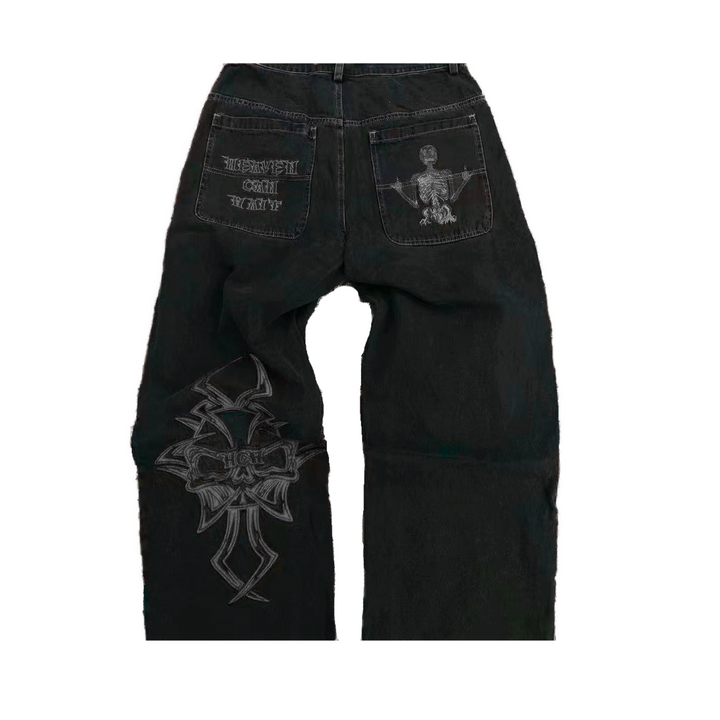 Embroidered Skeleton Jeans